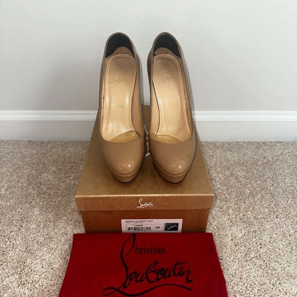 Nude Patent Leather Louboutin Biancas Size 38 👠👠 - Picture 2 of 10